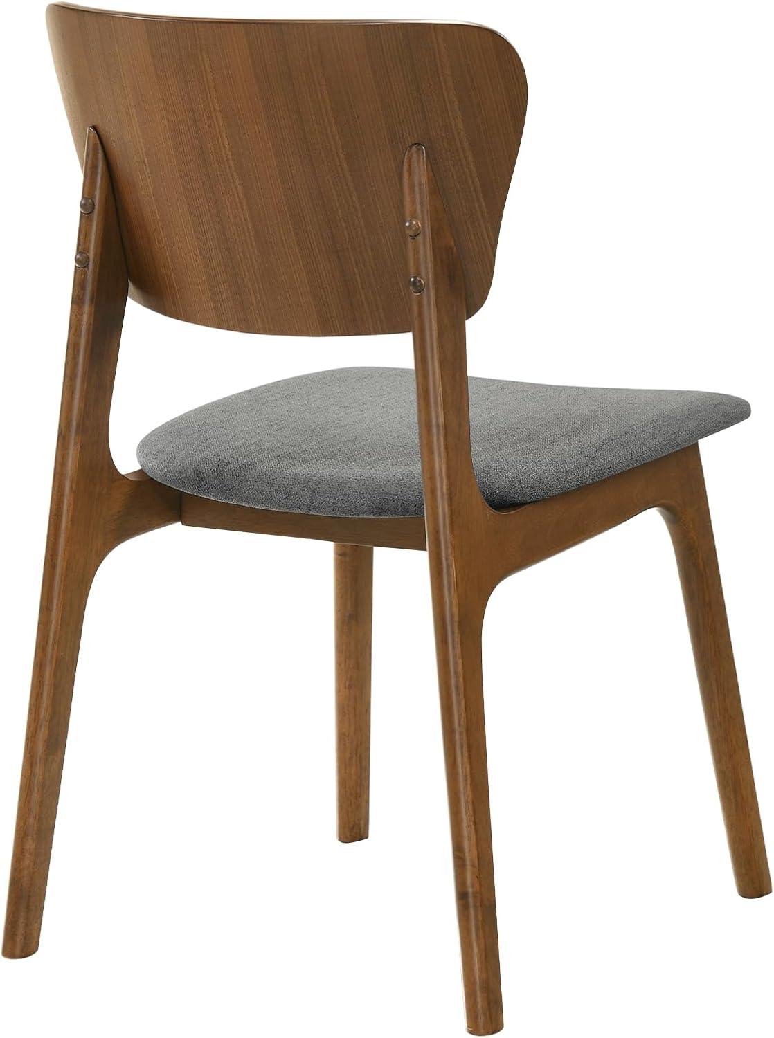Armen Living Kalia 18" Fabric & Wood Dining Chair in Charcoal/Walnut (Set of 2)