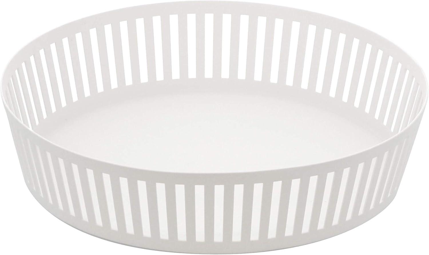 Wide White Steel Minimalist Round Fruit Basket