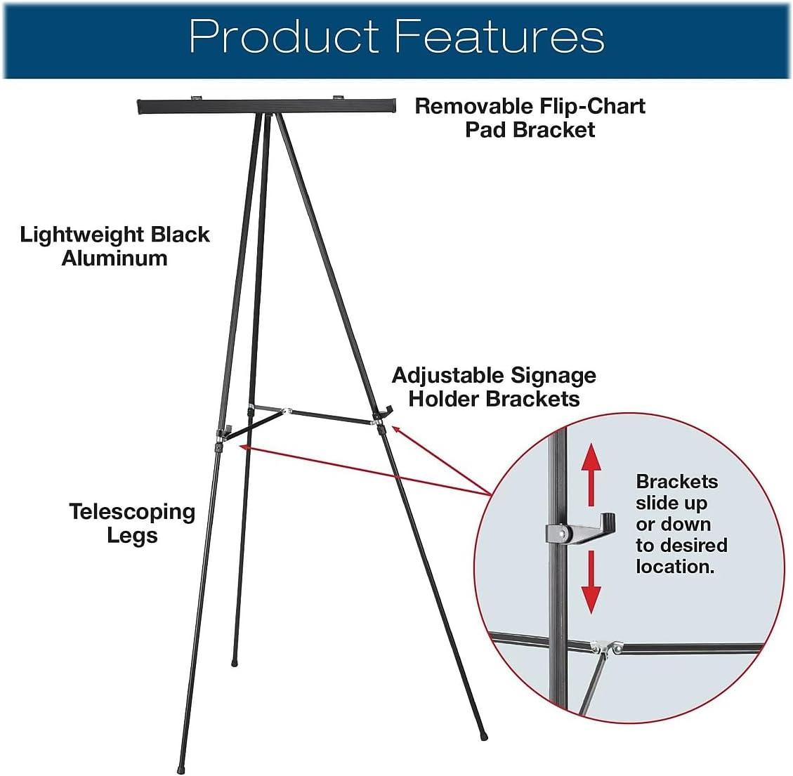 Excello Global Products Flip Chart Presentation Easel 70" Black Aluminum 2/Pack (EGP-HD-0039)