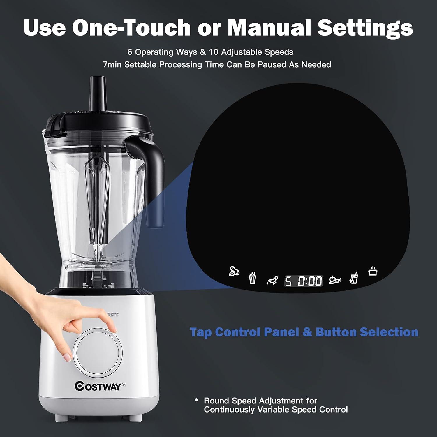 Costway 1500W Countertop Smoothies Blender 10 Speed w/ 6 Pre-Setting Programs
