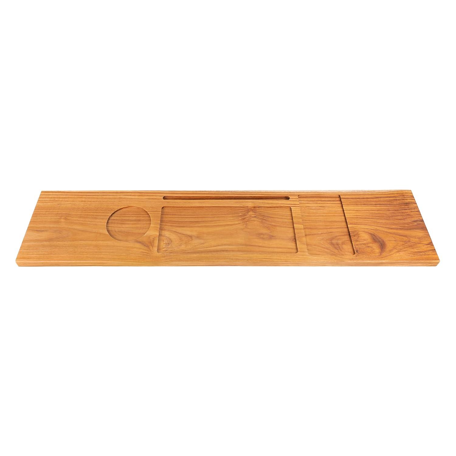 Rebrilliant Teak Bathtub Tray Table, Wooden Bath Board For Tub With Wine And Ipad Holder