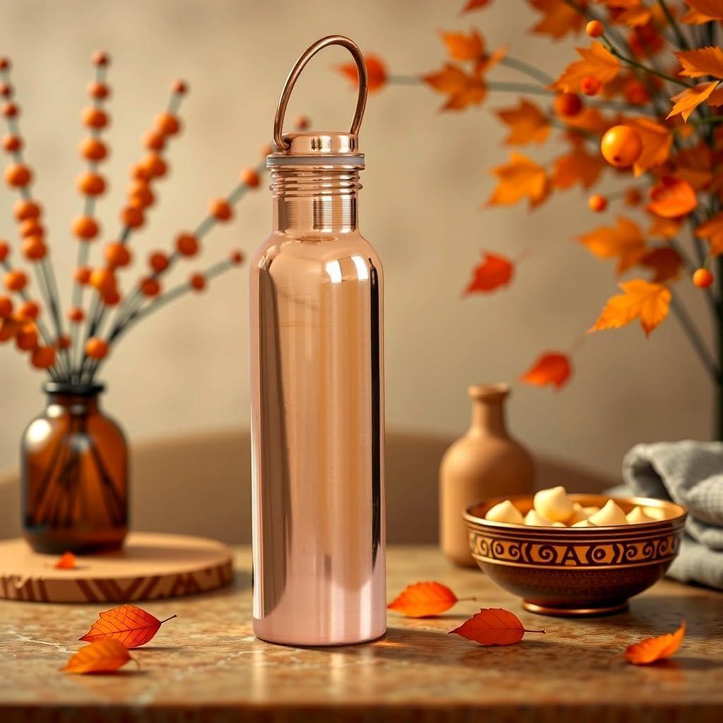 Hammered Design Pure Copper Water Bottle Seamless Leakproof Water Bottle For Home, Office, Hotel, Travelling and Gifting Drink More Water and Immediately Reap the Health - 33.81 Fl Oz