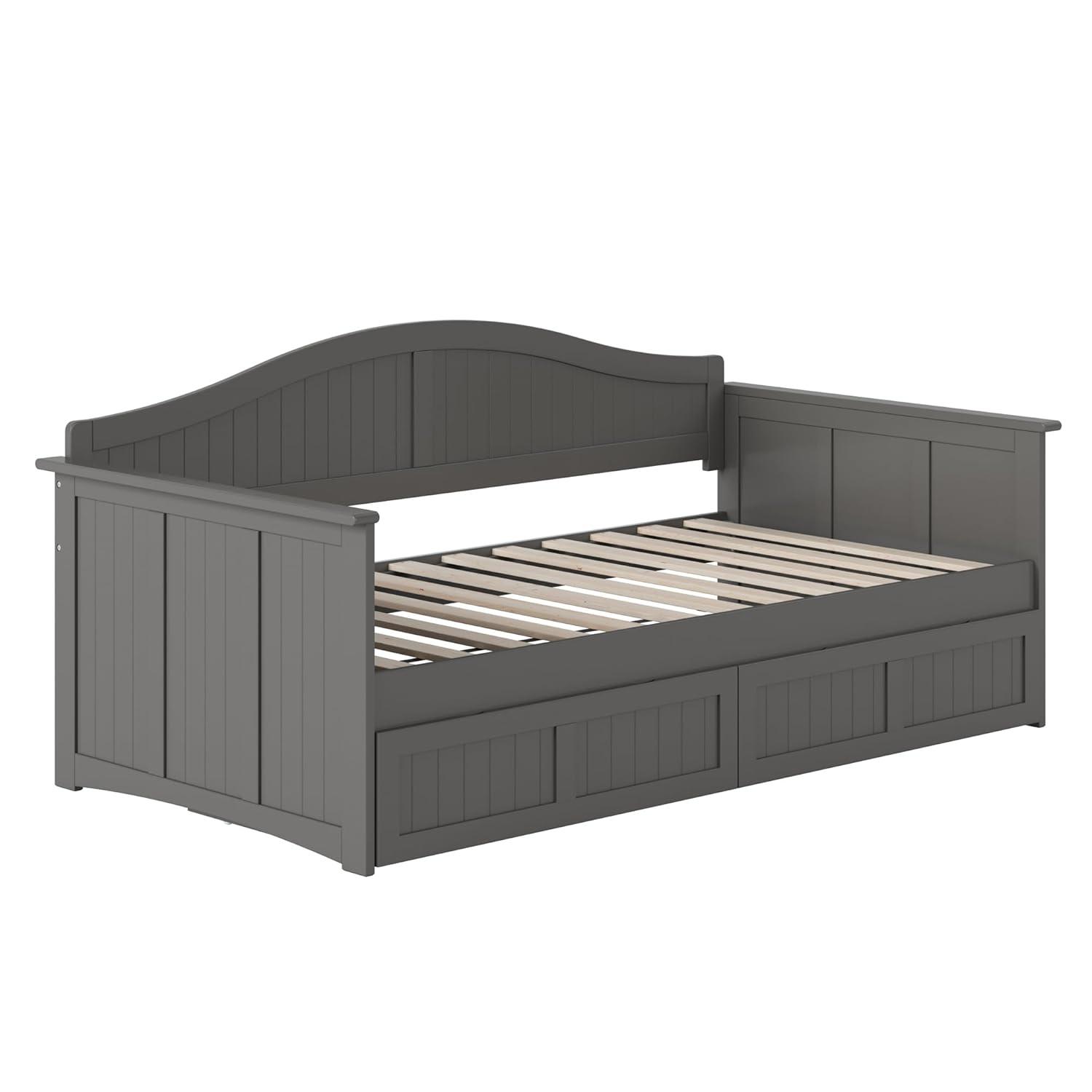 AFI Nantucket Twin Wood Daybed with Set of 2 Drawers in Grey