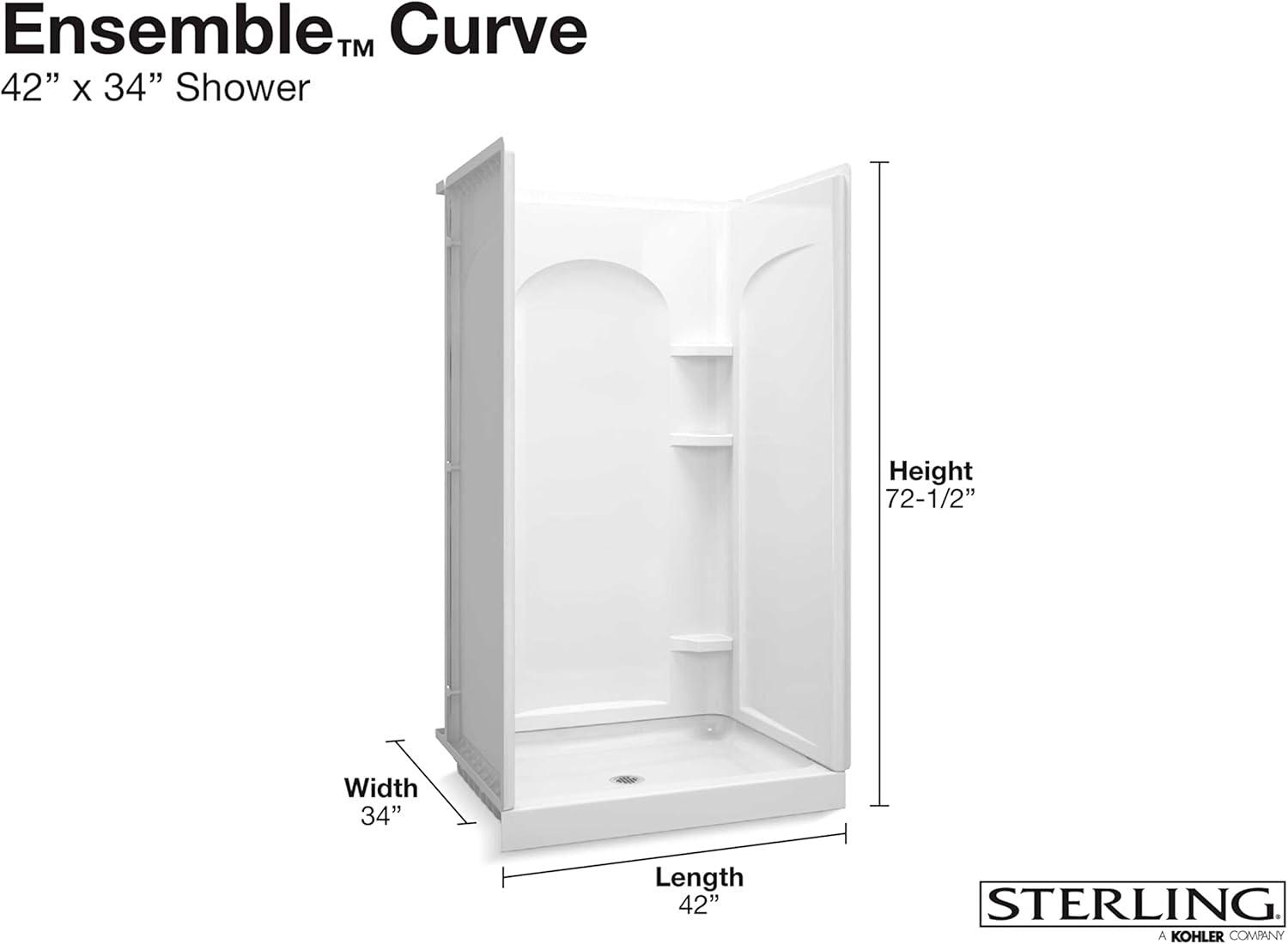 White Vikrell 42-Inch x 34-Inch Shower Kit with Shelves