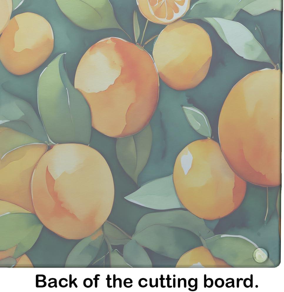 Florida Orange Blossom in Watercolor Glass Cutting Board Large 12 in x 15 in