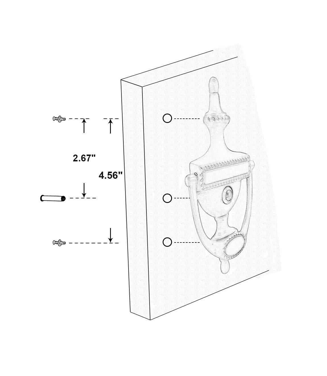 QCAA Solid Brass Door Knocker, Victorian Rope Type, 7-3/8", with 160 Degree Glass Len Door Viewer (UL Listed), Satin Nickel, 1 Pack, Made in Taiwan