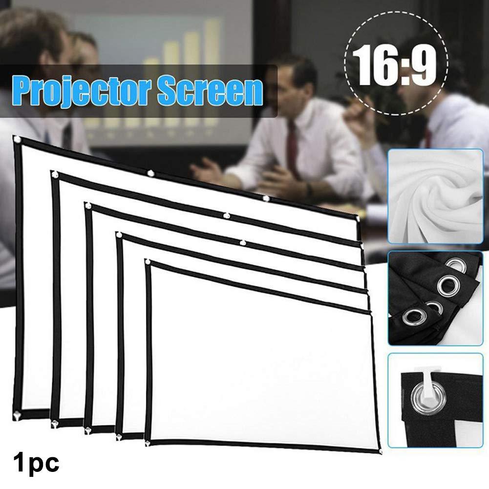 Projector Screen, White Projector Screen, 16:9 No Crease Home Theater Foldable Projection Screen 60"|72"|84"|100"|120"|150"