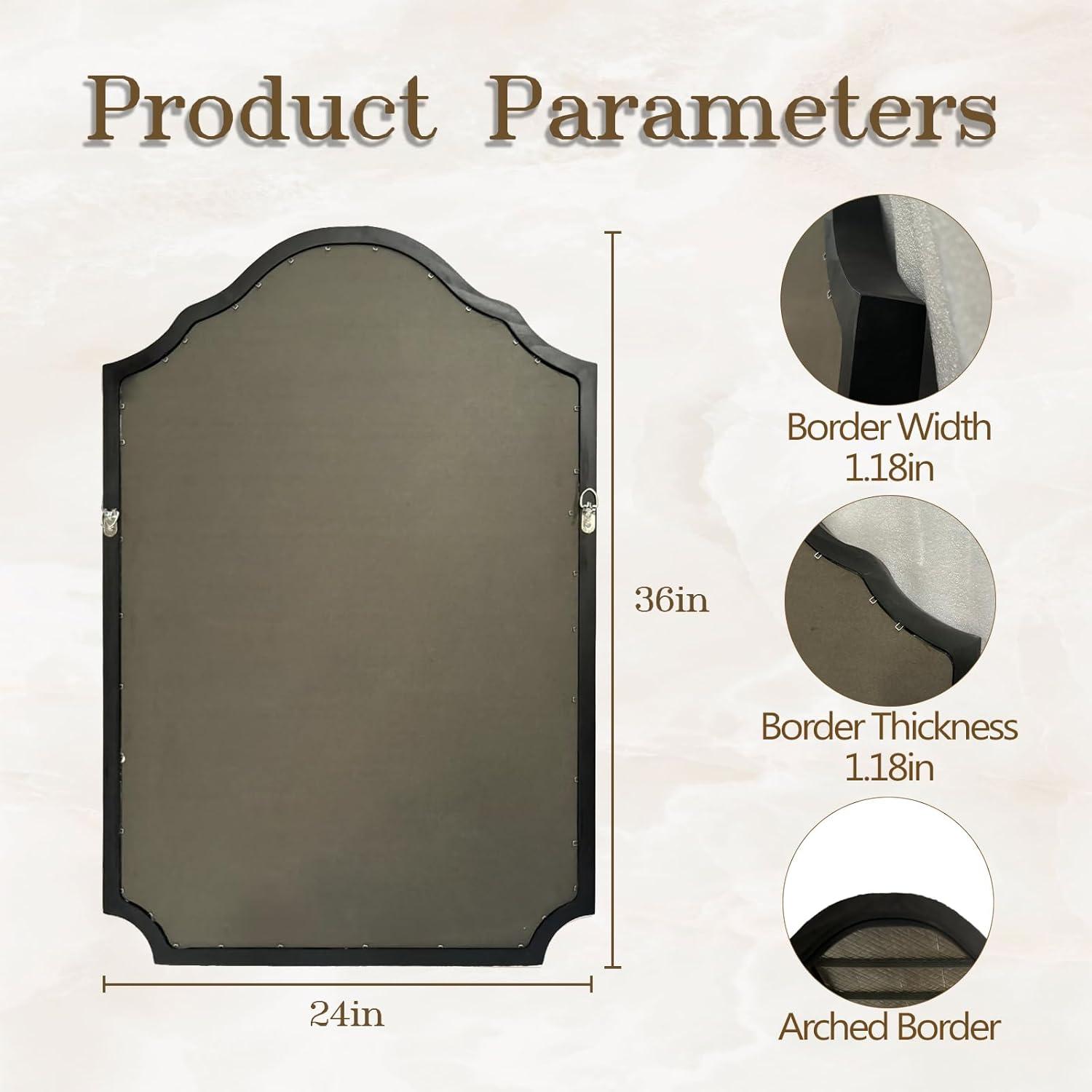 Funtouch Irregular Wall Mirrors 24"x 36" Cloud Shaped Mirrors for Bathroom, Aluminum Alloy Frame Black