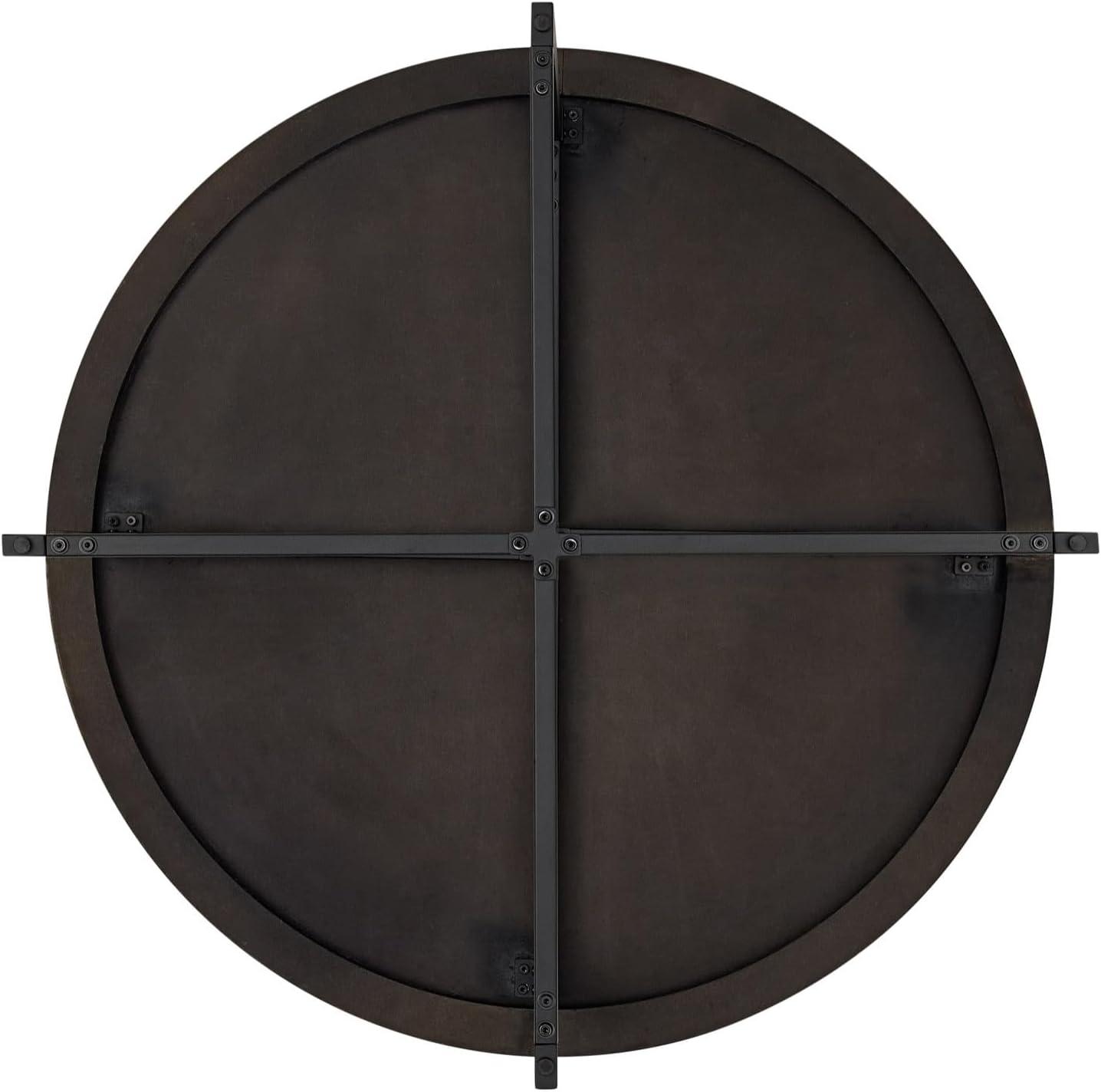 Walker Edison Urban Industrial Metal and Wood Round Dining Table, Coastal Oak