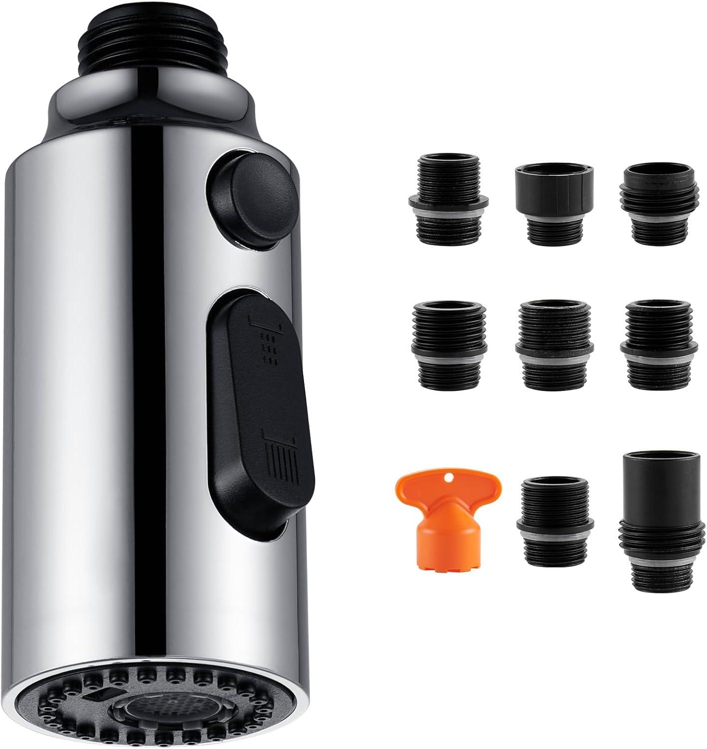 3-Function Kitchen Faucet Spray Head With 9 Adapters, Pull Out Kitchen Faucet Head Replacement