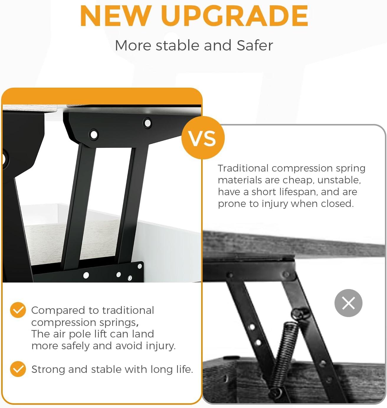 Lift Top Coffee Table, Ten Minute Install Table Center with Hidden Storage Compartments, Rising Tabletop Dining for Living Room，Walnut