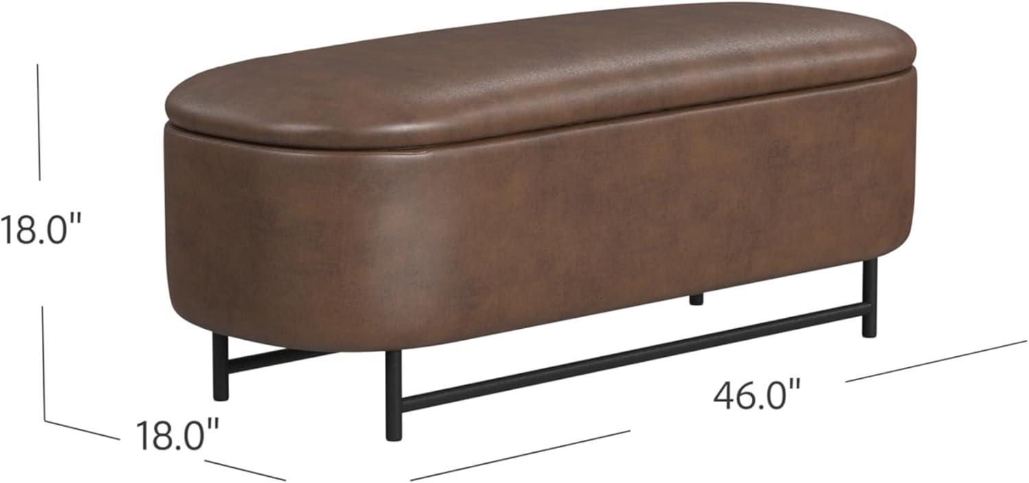 Homepop Ellipse Storage Bench With Metal Legs - Brown