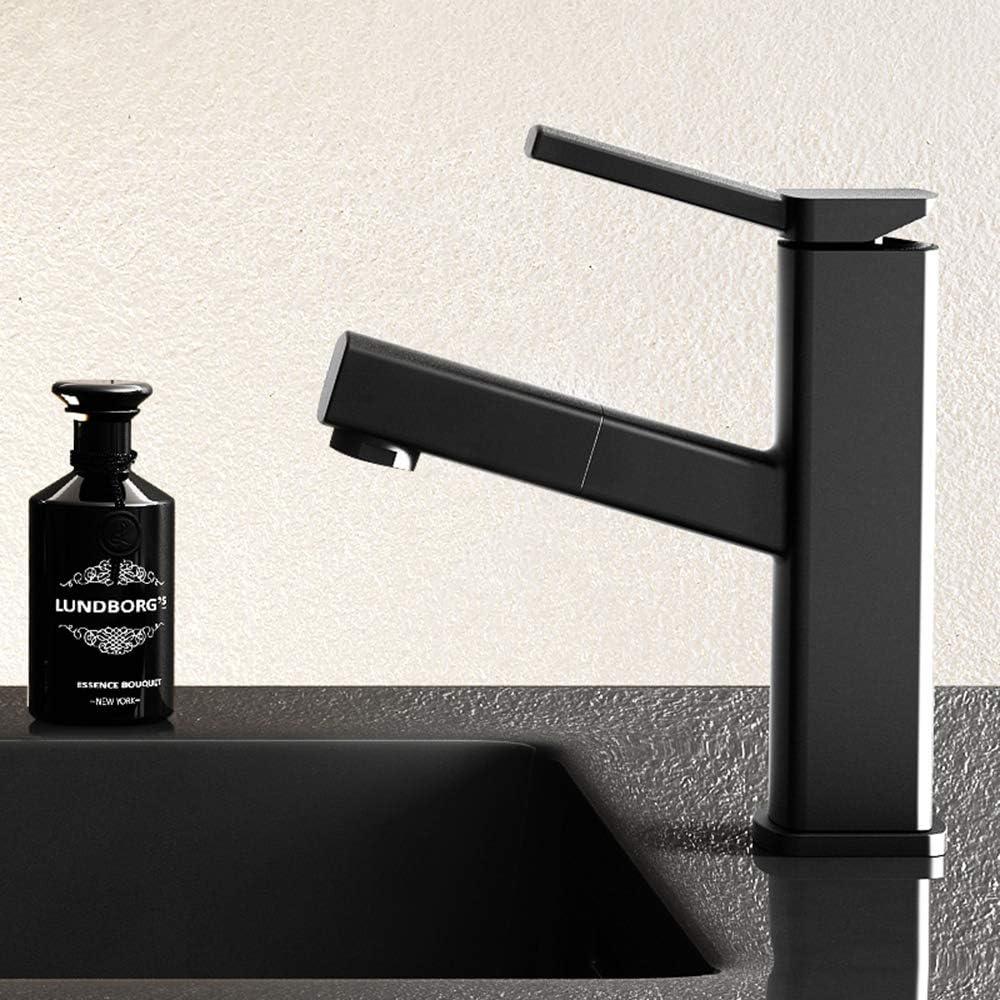 Black Brass Bathroom Faucet with Pull-Out Sprayer