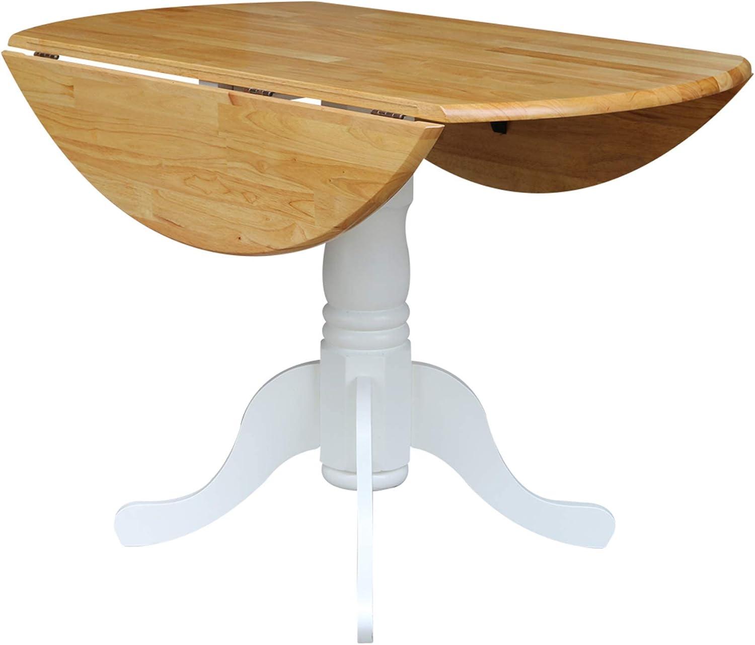 Cottage Charm Off-White Round Wood Extendable Dining Table