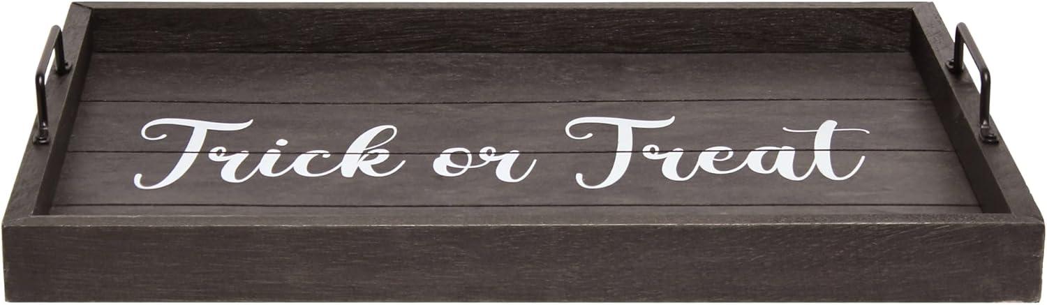 Elegant Designs 15.5" x 12" Decorative Wood Serving Tray, "Trick or Treat", Black Wash