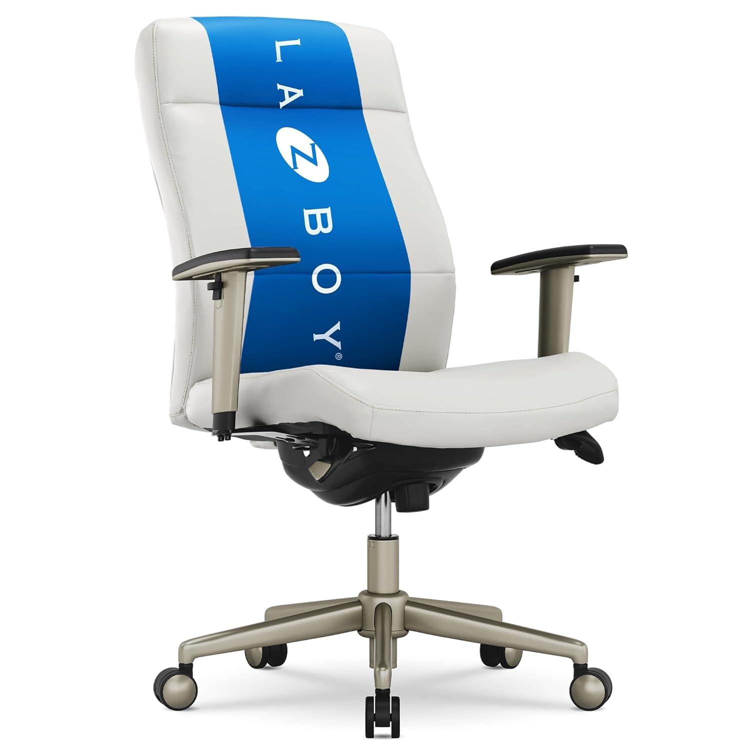 La-Z-Boy Baylor Bonded Leather Adjustable Ergonomic Executive Office Chair with Lumbar Support