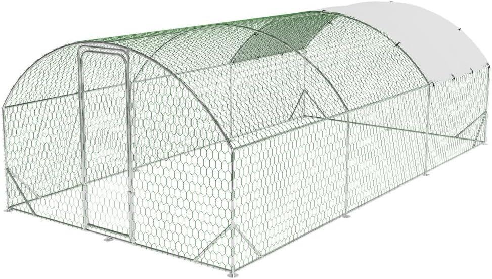 Large Galvanized Steel Chicken Coop with Waterproof Cover