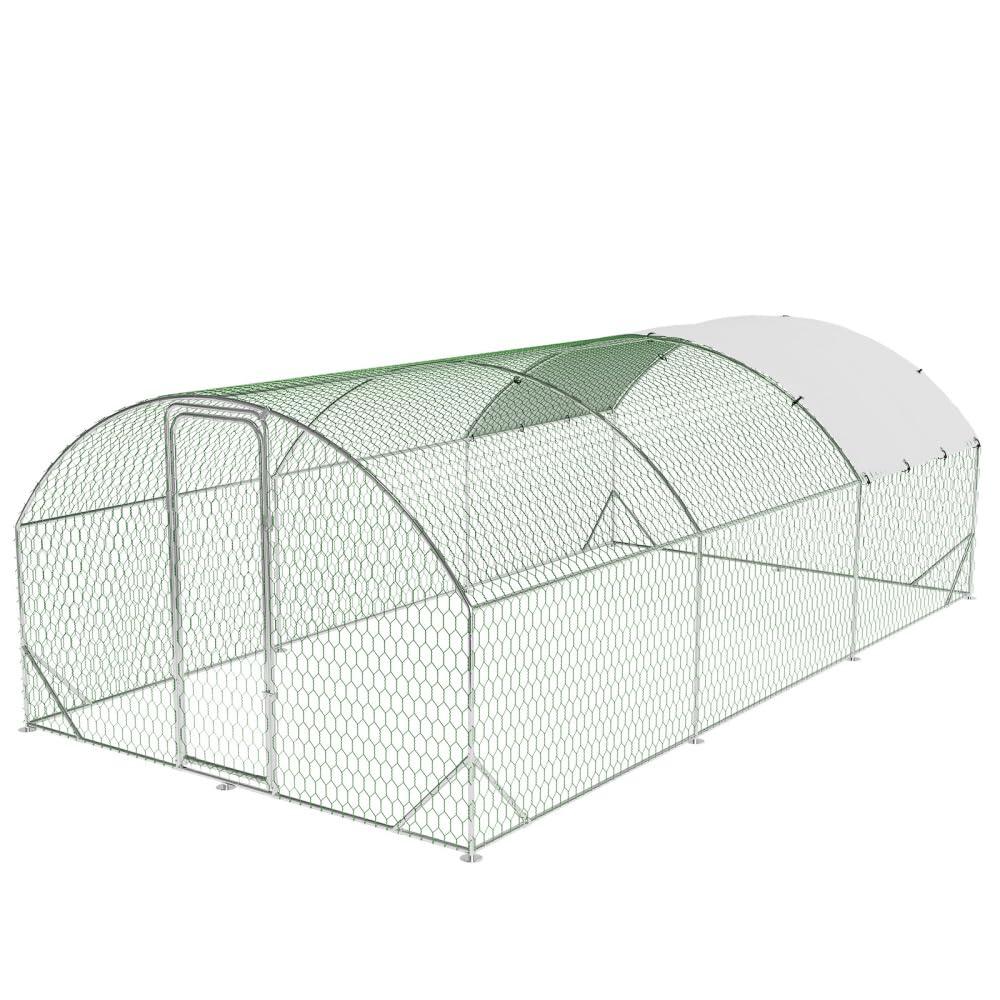 Large Galvanized Steel Chicken Coop with Waterproof Cover