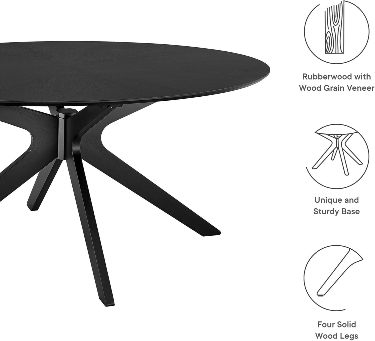 Modway Crossroads Oval Wood Dining Table In Black