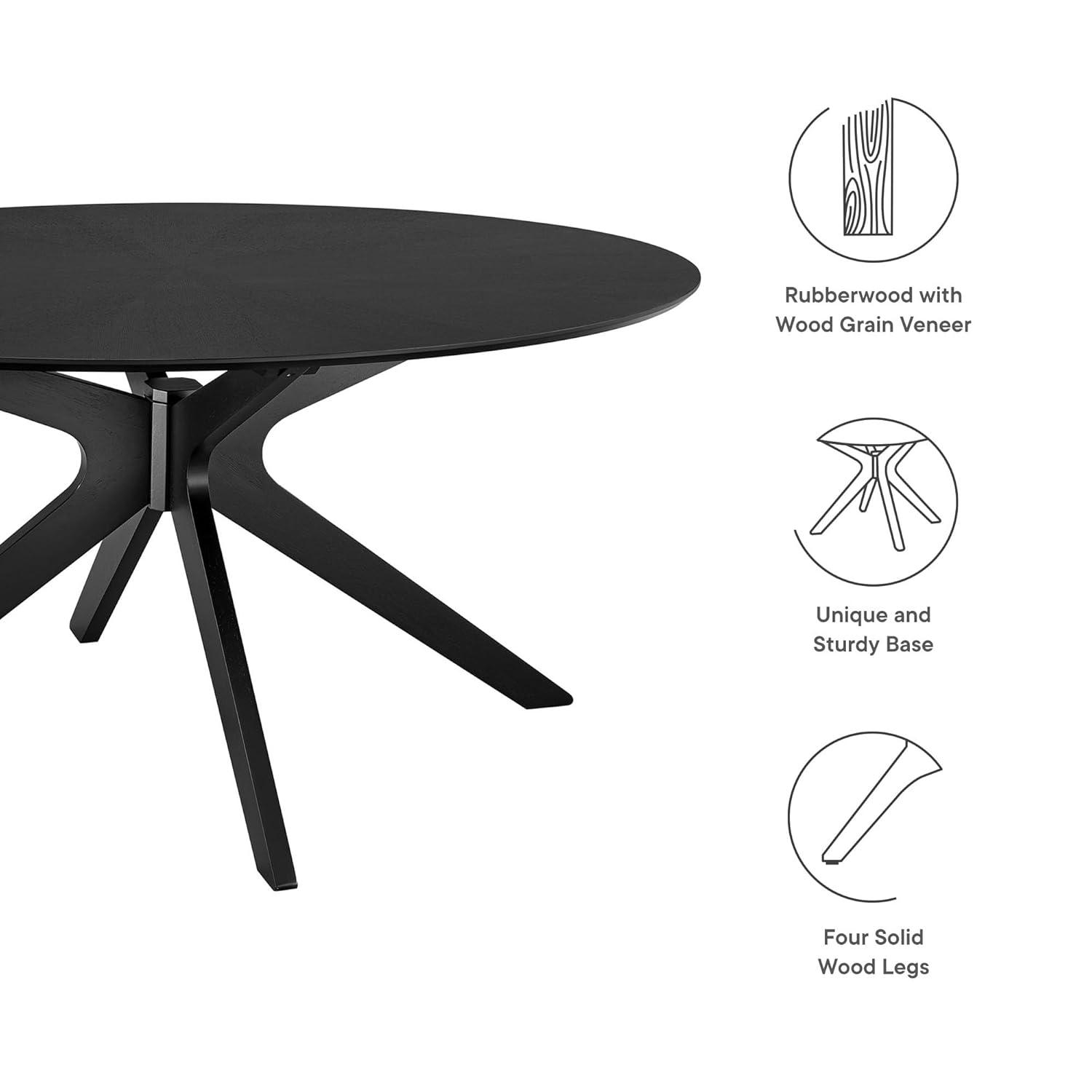 Modway Crossroads Oval Wood Dining Table In Black