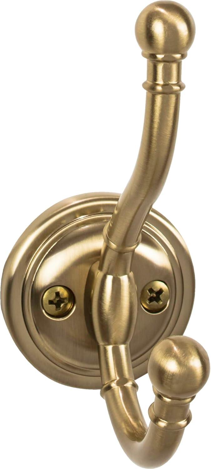 Honey Bronze Double Robe Hook with Rounded Domes