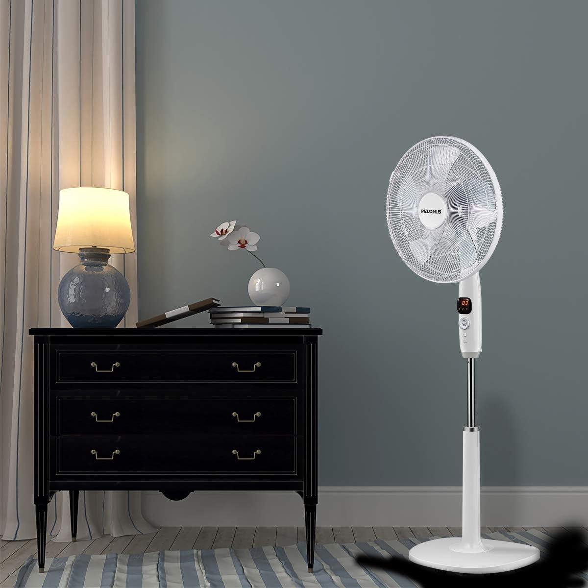 Pelonis 16" 12-Speed Oscillating Pedestal Fan, Ultra Quiet, Remote
