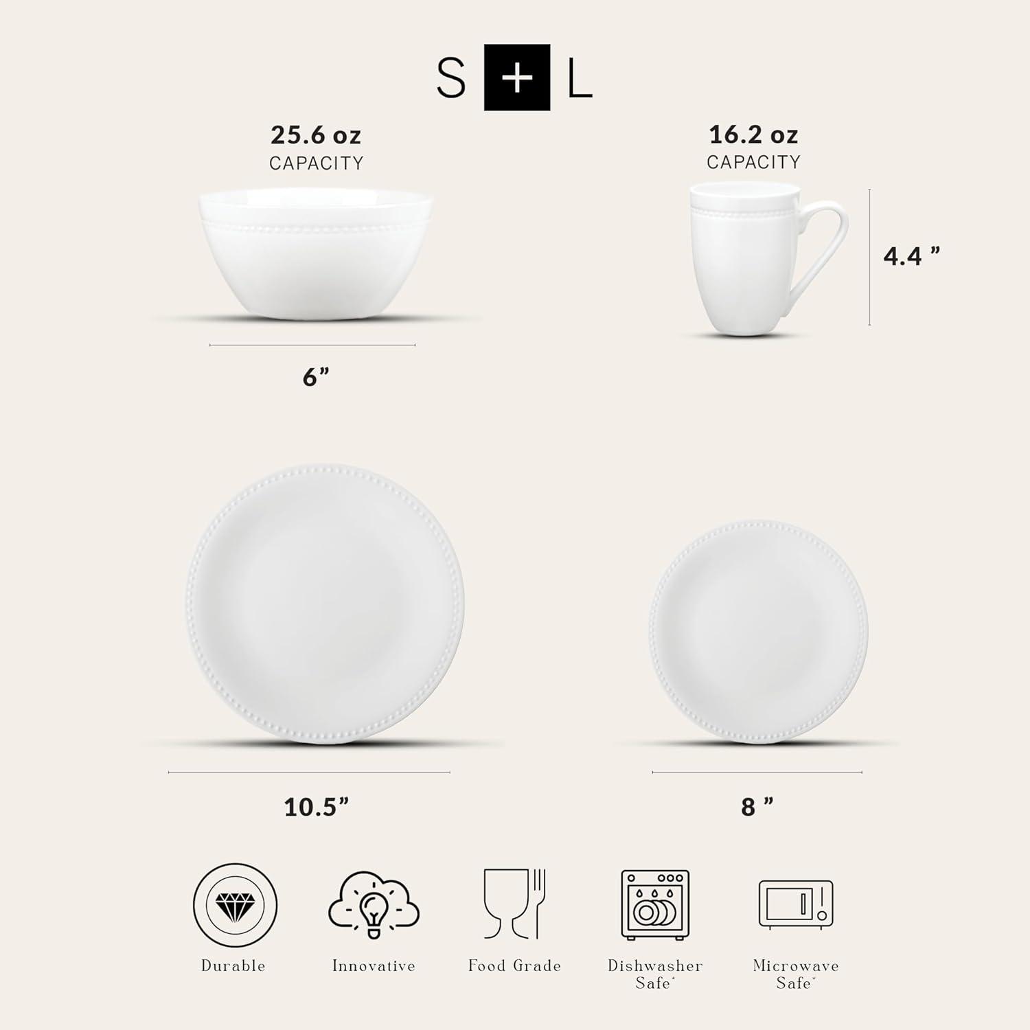 Stone Lain Ava 32-Piece Bone China Dinnerware Set, Service for 8