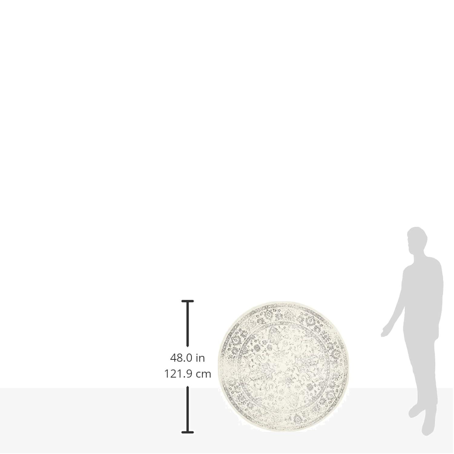 Adirondack ADR109 Machine Made Indoor Area Rug - Ivory/Silver - 4' Round - Safavieh