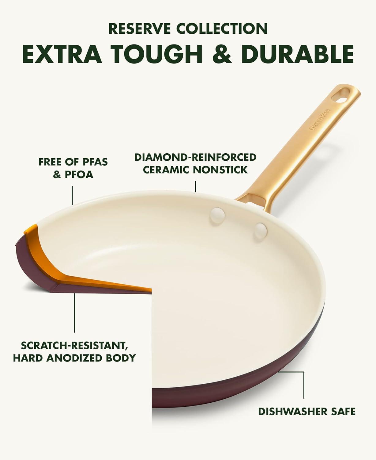 GreenPan Reserve Ceramic Nonstick 10" and 12" Frypan Set | Burgundy