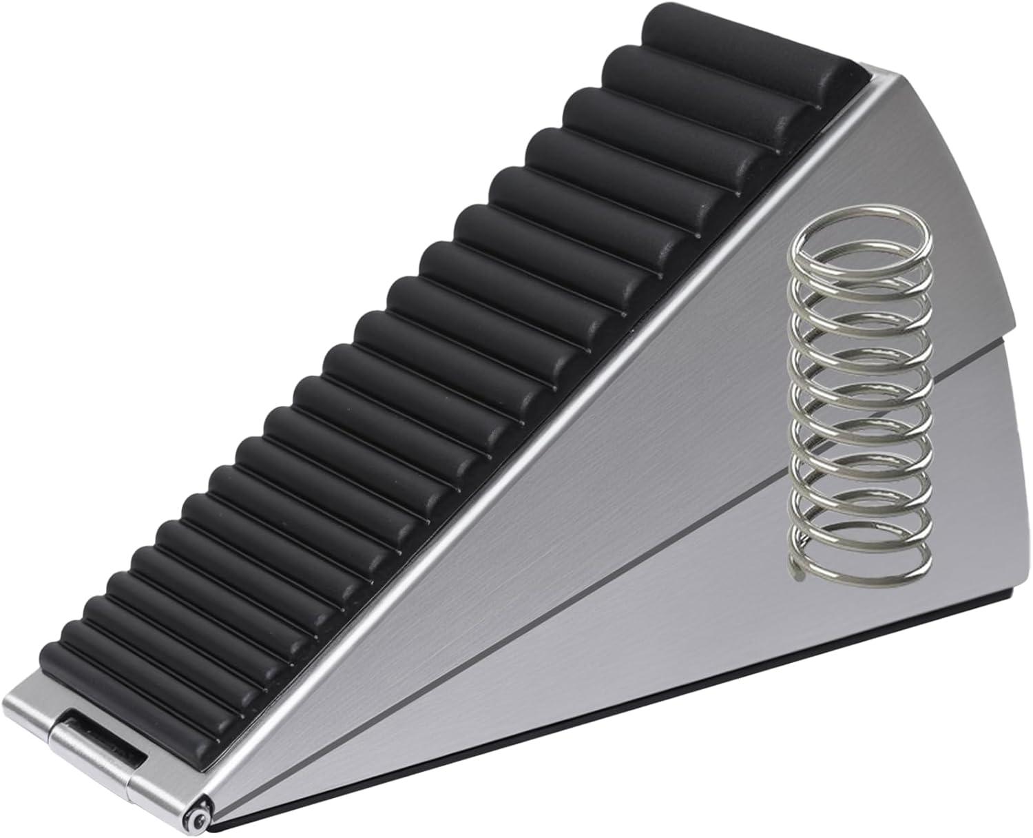 Large Door Stopper - Metal Door Wedge, Tall Door Stopper, Spring Rubber for Extra Strong Grip (Silver, 1 Pack)