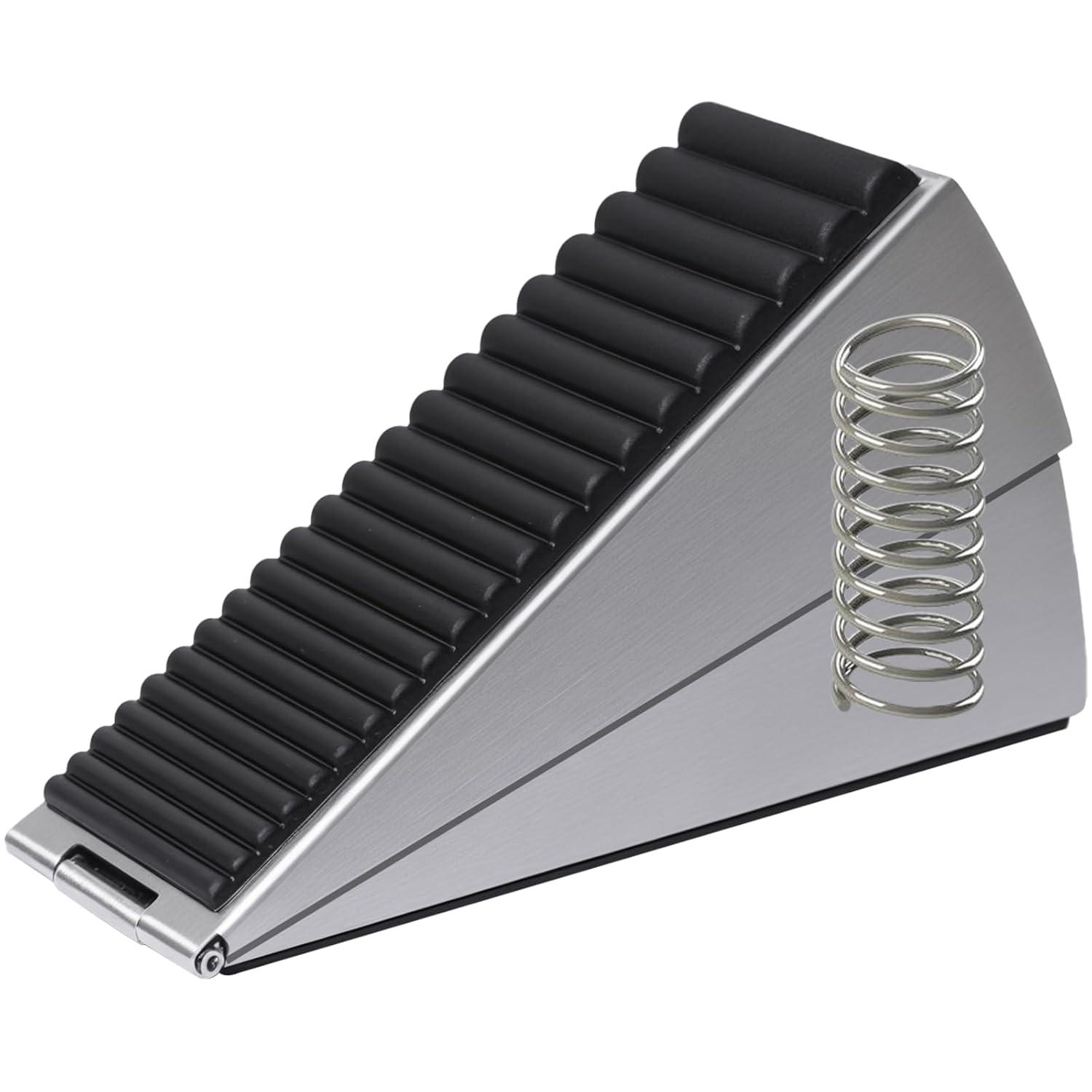 Large Door Stopper - Metal Door Wedge, Tall Door Stopper, Spring Rubber for Extra Strong Grip (Silver, 1 Pack)