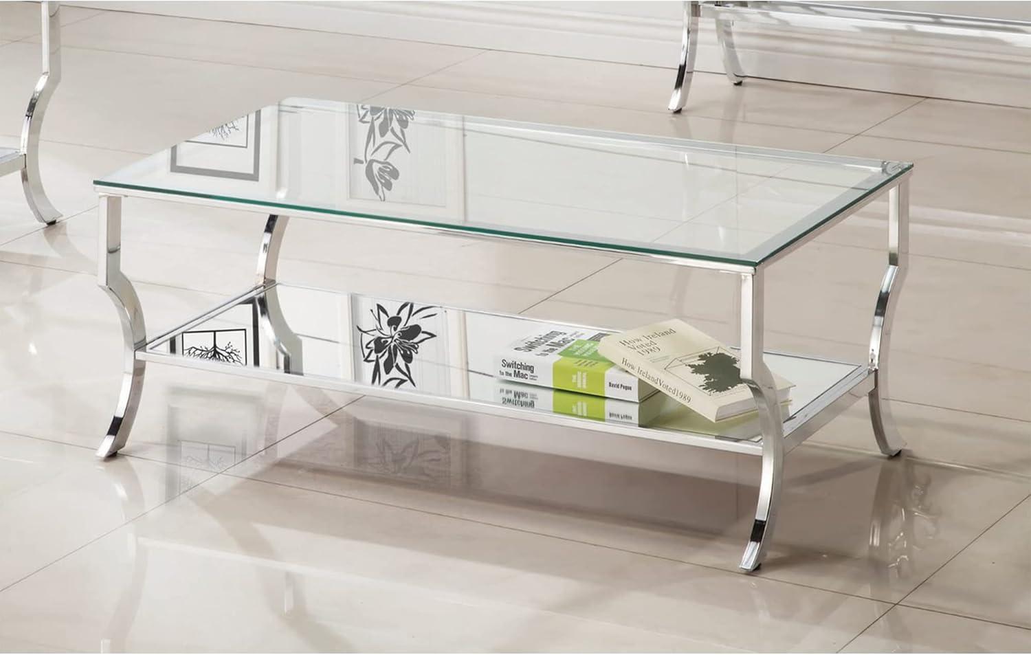 Coaster Contemporary Glass Top Rectangular Coffee Table in Clear