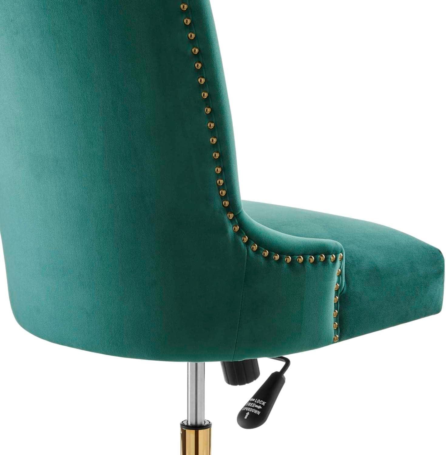 Empower Channel Tufted Performance Velvet Office Chair Gold Teal - Modway: Swivel Desk Chair with Casters, Adjustable Height