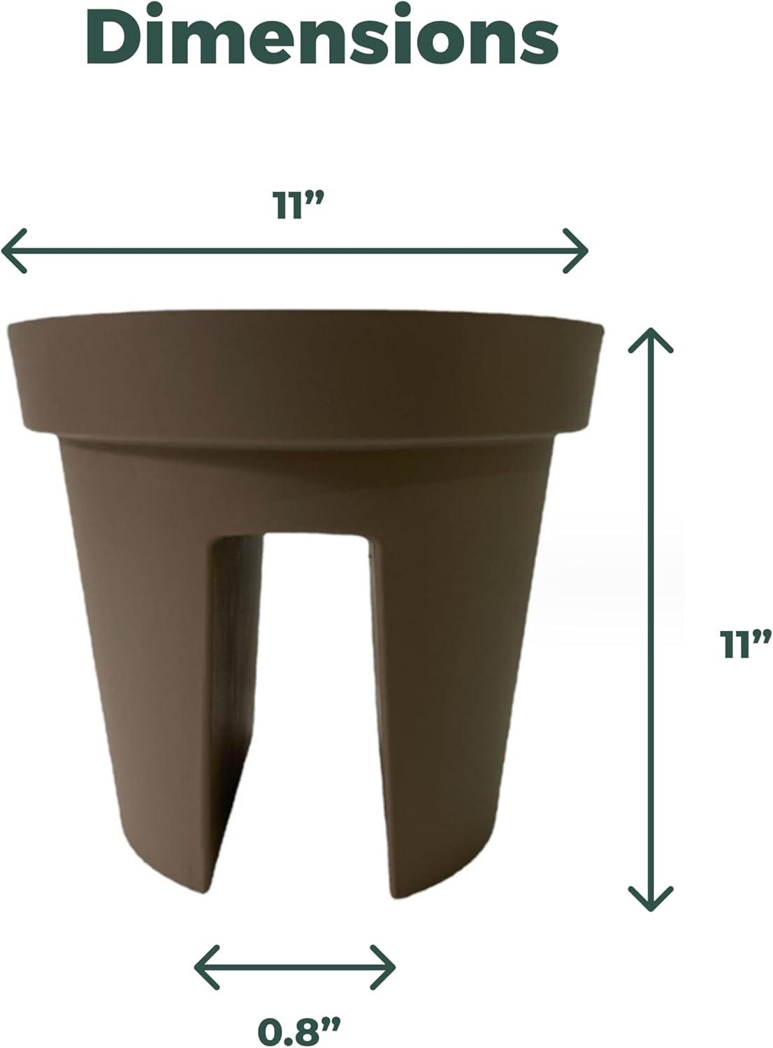 Modern Brown Plastic Railing Planter with Drainage Hole