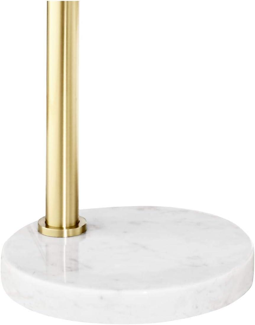 Possini Euro Design Basque Mid Century Modern Glam 77 1/2" Tall Standing Floor Lamp Large Arc Gold White Marble Living Room Bedroom House Reading