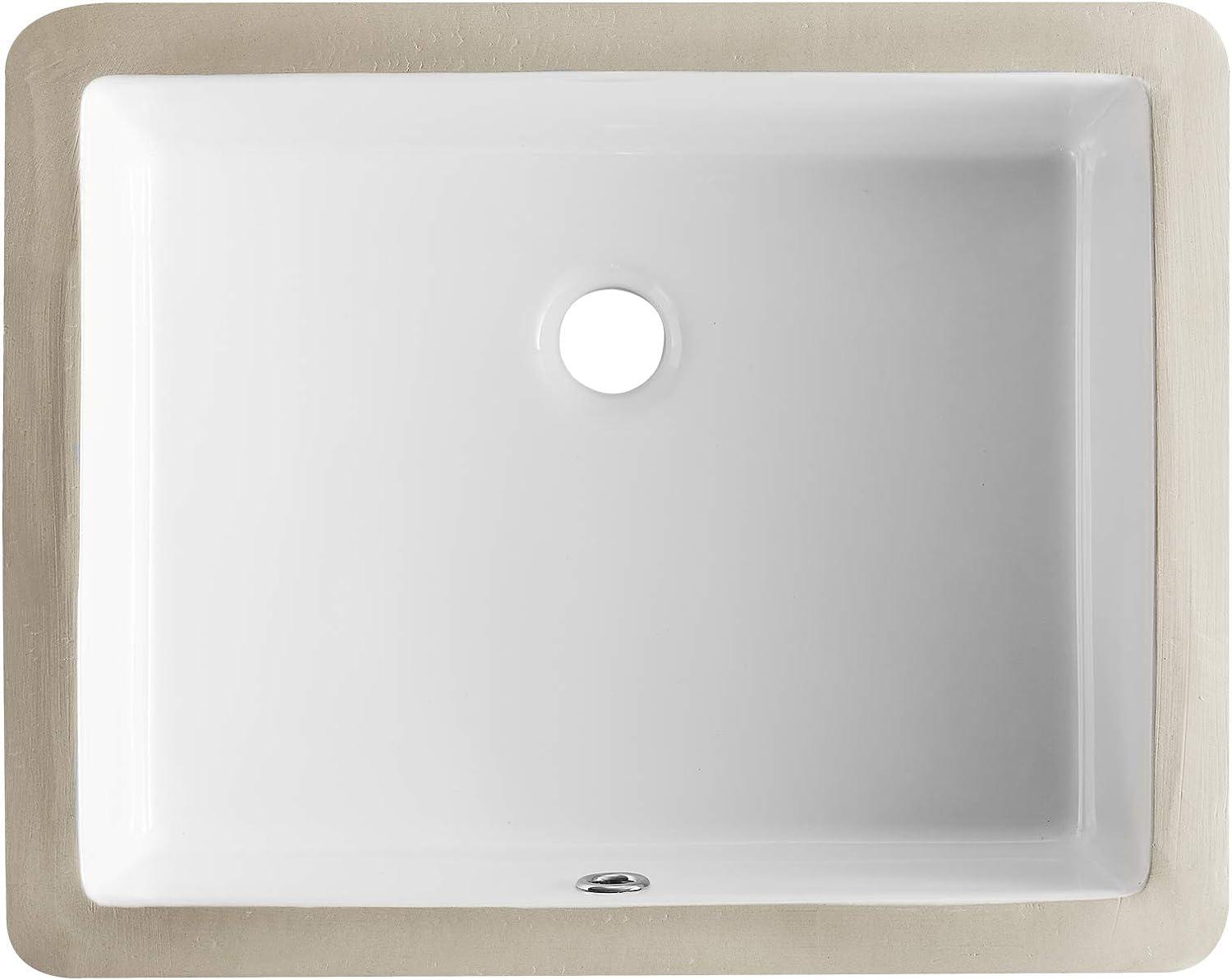 DeerValley Ursa 19.88" X 15.59 " White Rectangular Vitreous China Undermount Bathroom Sink with Overflow