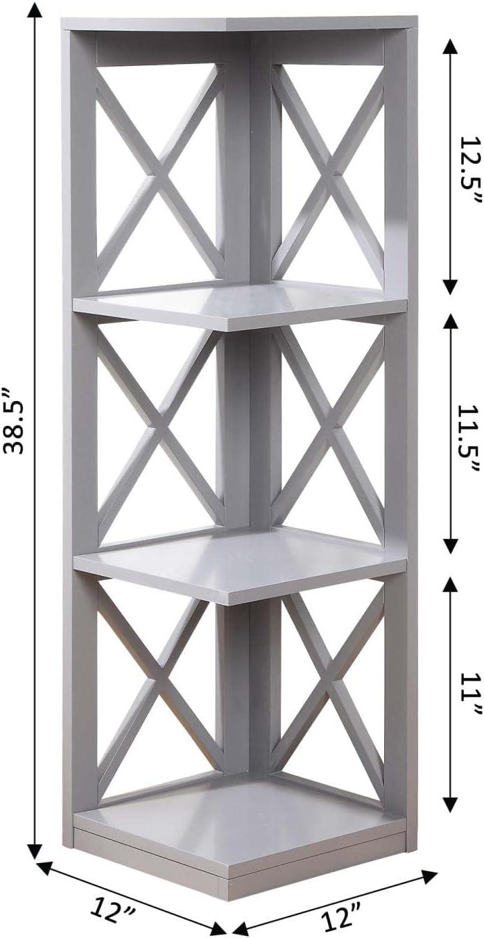 Oxford 3 Tier Corner Bookcase, Gray