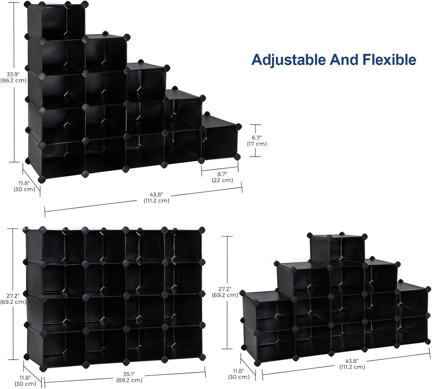 SONGMICS Shoe Rack, Space-Saving 15-Slot Plastic Shoe Storage Organizer Unit, Shoe Cabinet, Ideal for Entryway Hallway Closet Garage, 11.8 x 43.8 x 33.9 Inches, Black ULPC44H