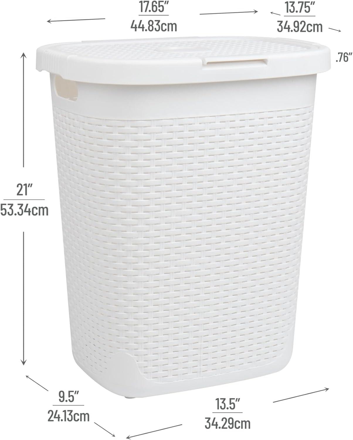 Mind Reader Laundry Basket with Cutout Handles, 50 Liter Hamper