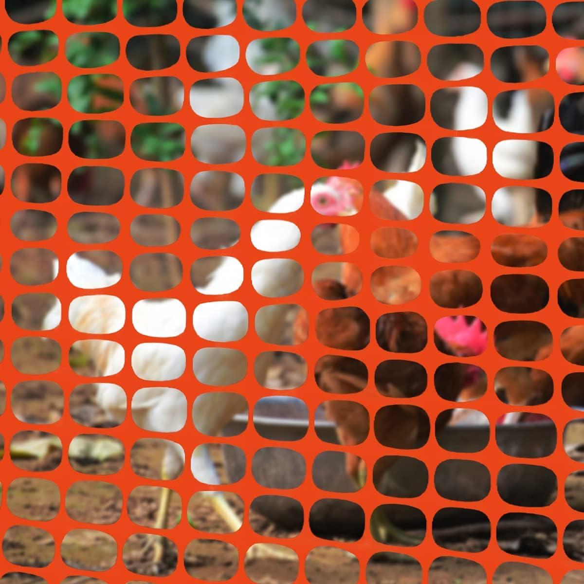Ashman Plastic Mesh Fence, Construction Barrier Netting, Orange, 4'x200' Feet, 1 Roll, Garden Fencing, Fences Wrap, Above Ground, for Snow, Poultry, Chicken, Deer, Patio, Garden Netting, Orange 200FT