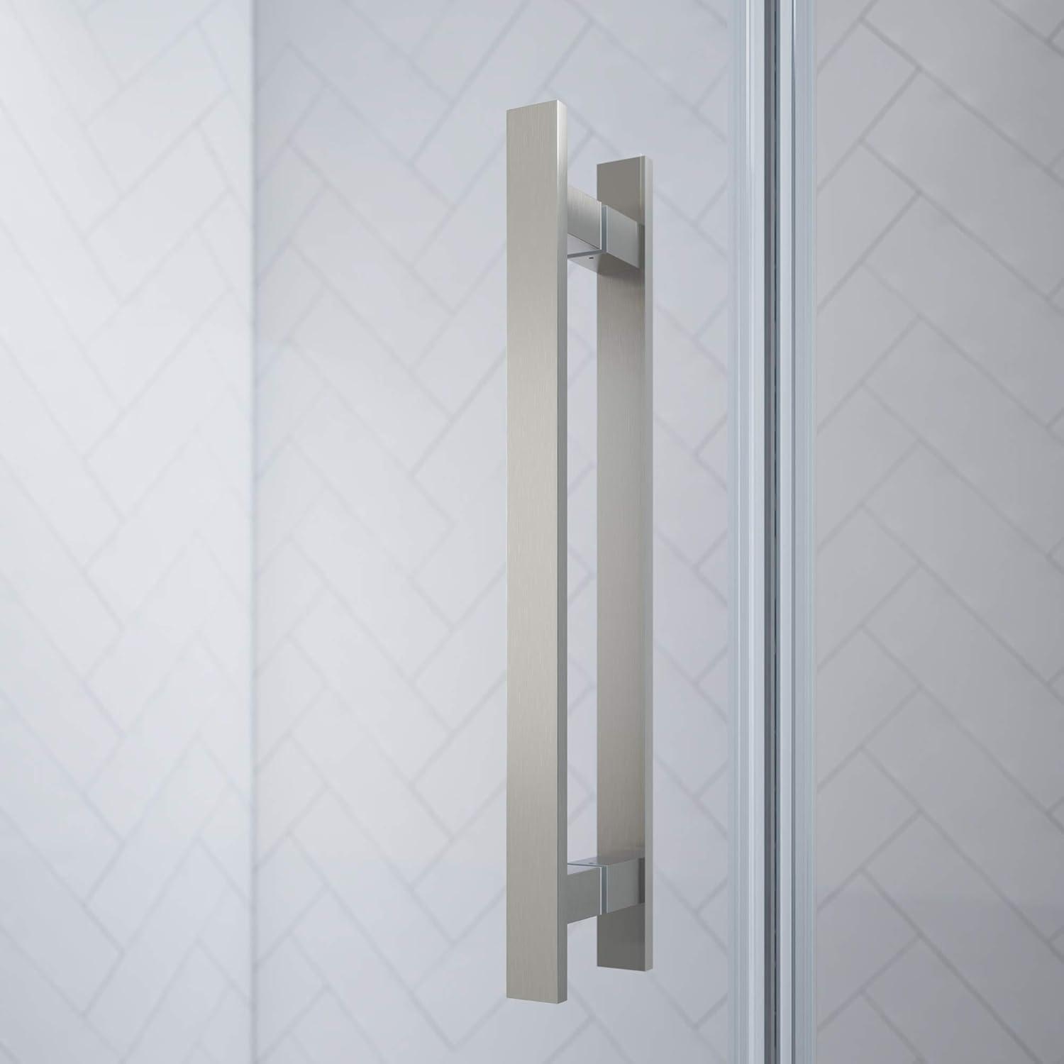 Pasadena Satin Nickel Frameless Pivot Shower Door Kit