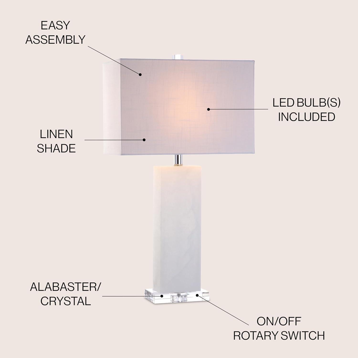 Holtz 27" White Alabaster Table Lamp with Acrylic Base