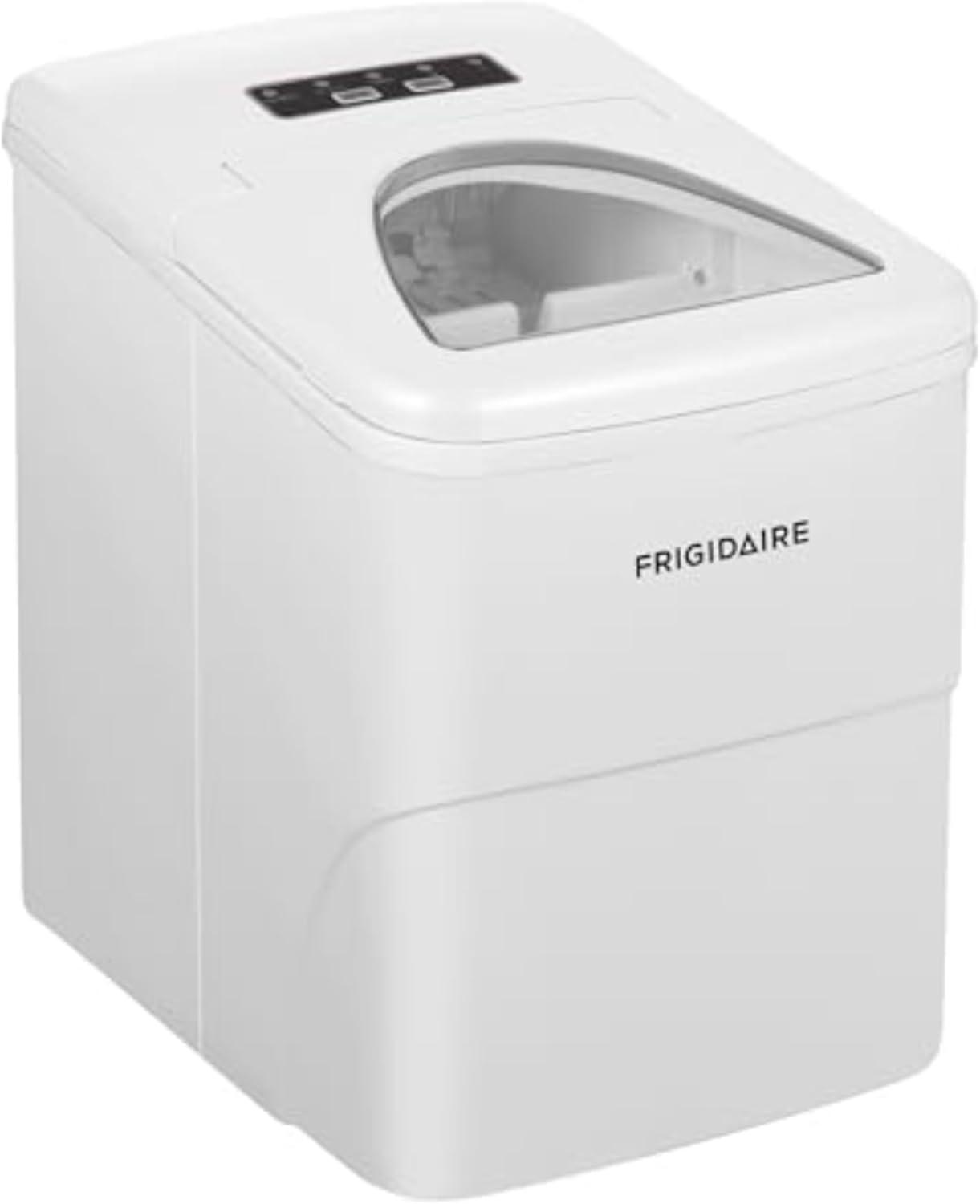 Frigidaire Ice Maker with 26 lbs. Capacity Countertop Stainless Steel Ice Maker with Transparent Window