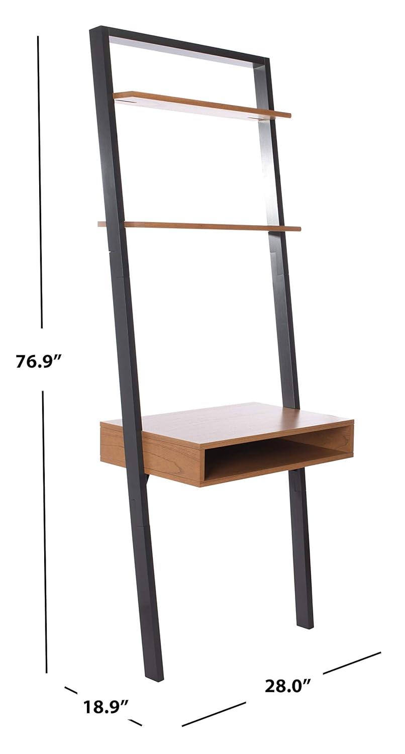 Kamy 2 Shelf Leaning Desk - Natural / Charcoal - Safavieh