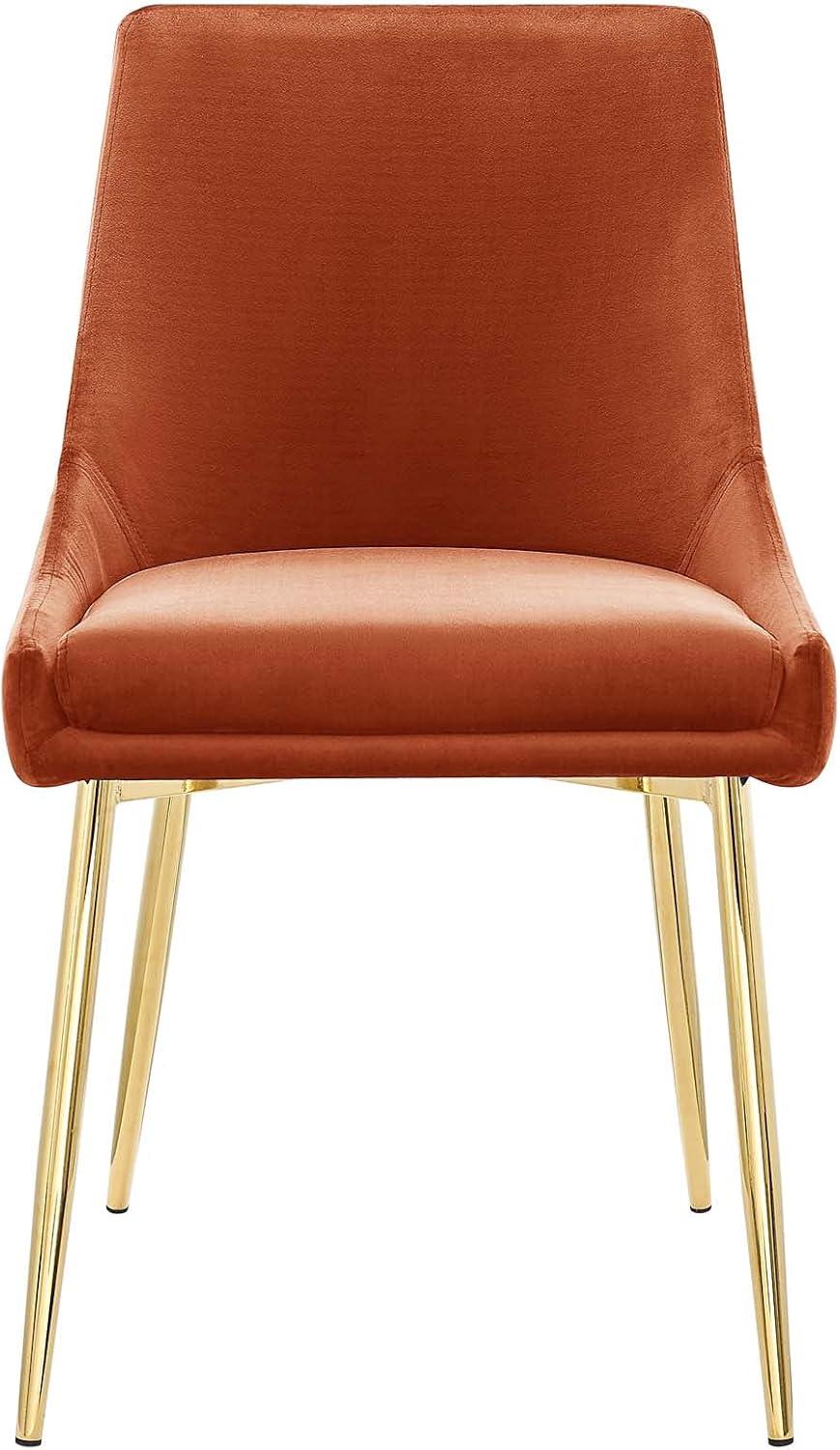 Gold Orange Luxe Velvet & Gold Metal Parsons Side Chair