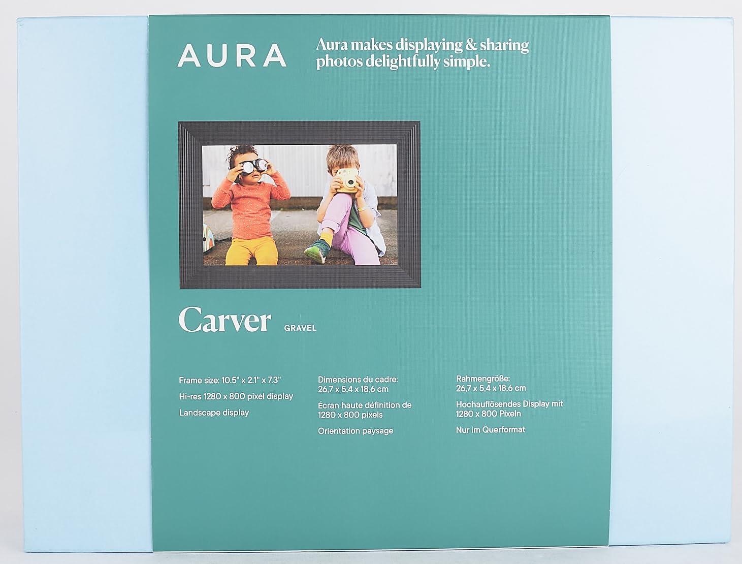 Carver by Aura Frames 10.1" HD Wi-Fi Digital Picture Frame with Free Unlimited Storage - Gravel