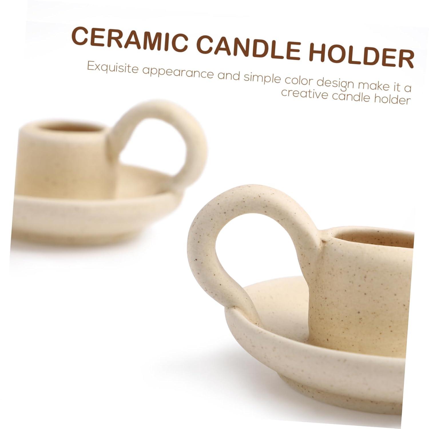 2Pcs Ceramic Candlestick Nordic Style Candleholder Desktop Candle Stand