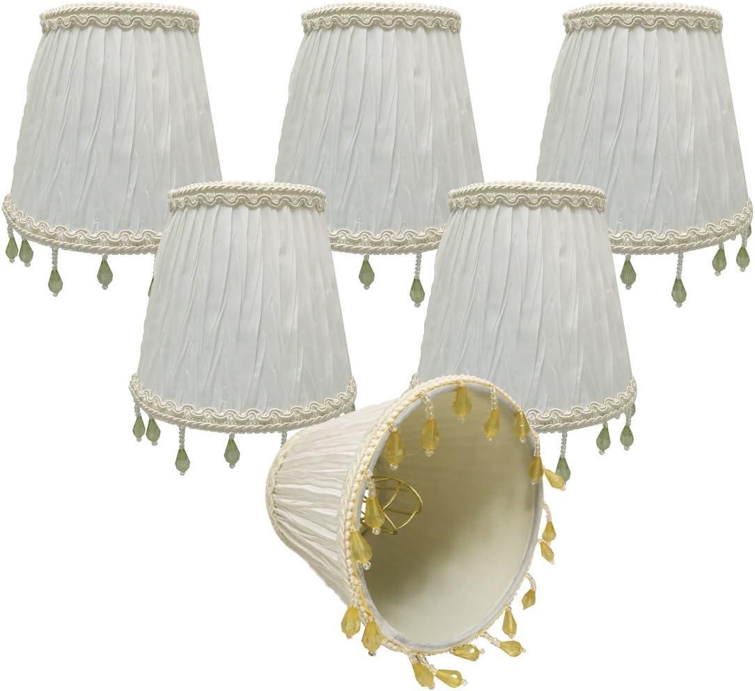 Royal Designs, Inc. Clip on Ruche Pleated Empire Chandelier Lamp Shade Flame Clip Fitter, CSO-1033-5WH-6, 3 x 5 x 4.5, White, 6 Pack