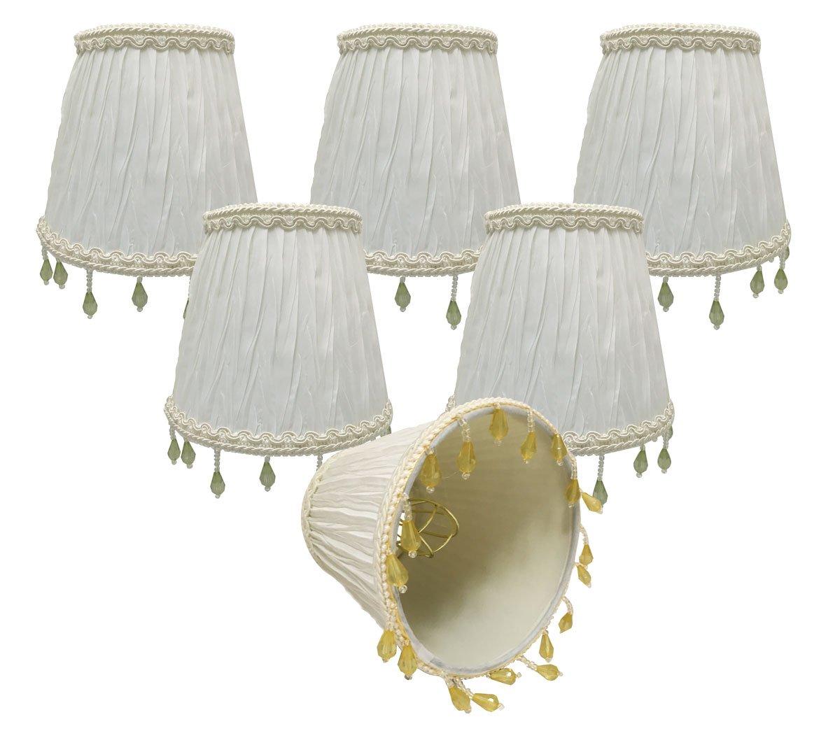 Royal Designs, Inc. Clip on Ruche Pleated Empire Chandelier Lamp Shade Flame Clip Fitter, CSO-1033-5WH-6, 3 x 5 x 4.5, White, 6 Pack