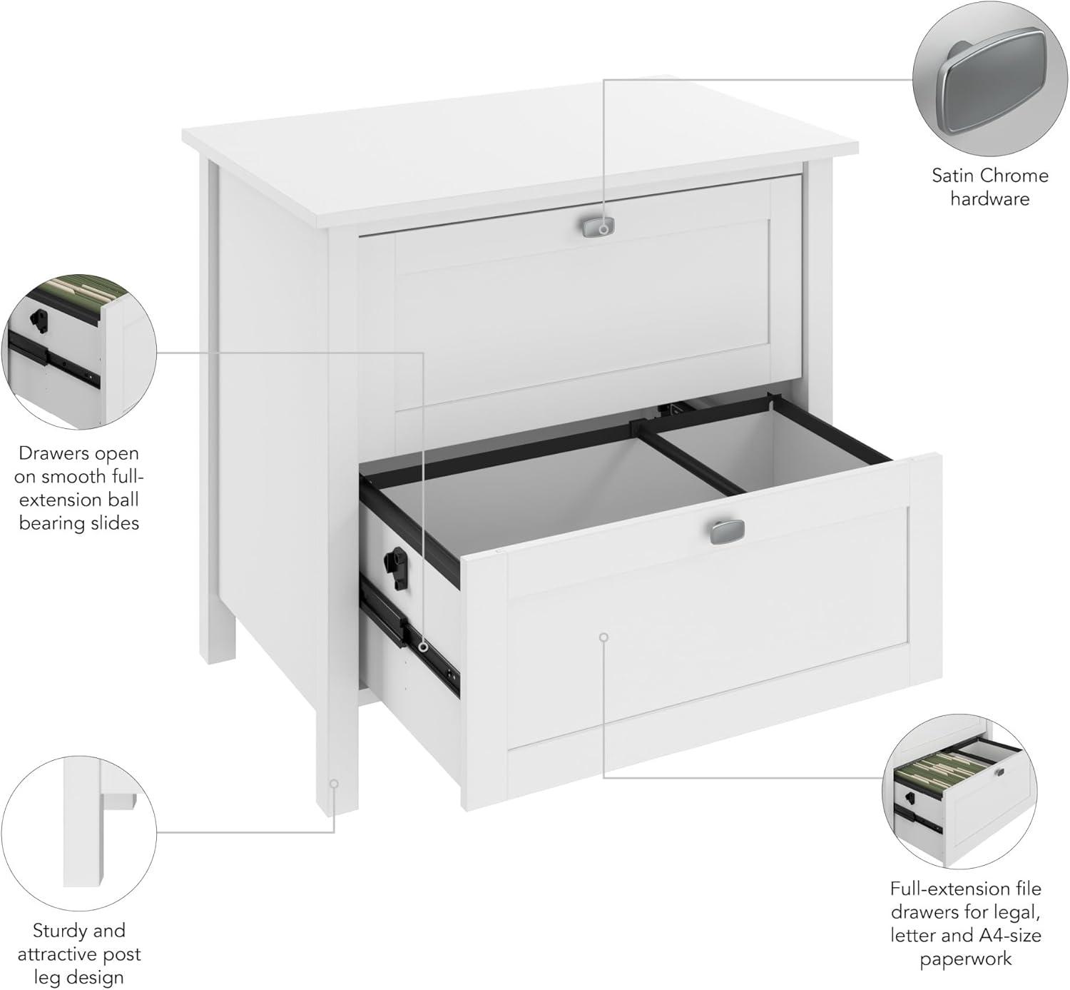 Bush Furniture Broadview 2 Drawer File Cabinet in Pure White